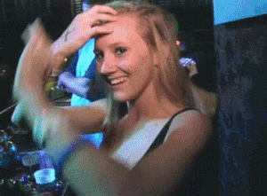 hot blonde flashing tits in club